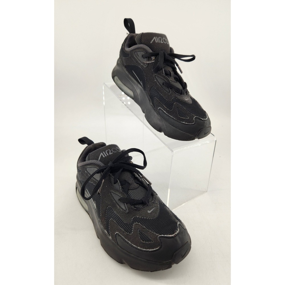Nike Air Max 200 Triple Black Kids Sneakers 2Y AT5628-001 Low Top Running Shoes